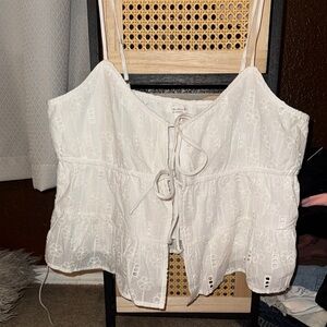 White Sleeveless Camisole with Tie Front